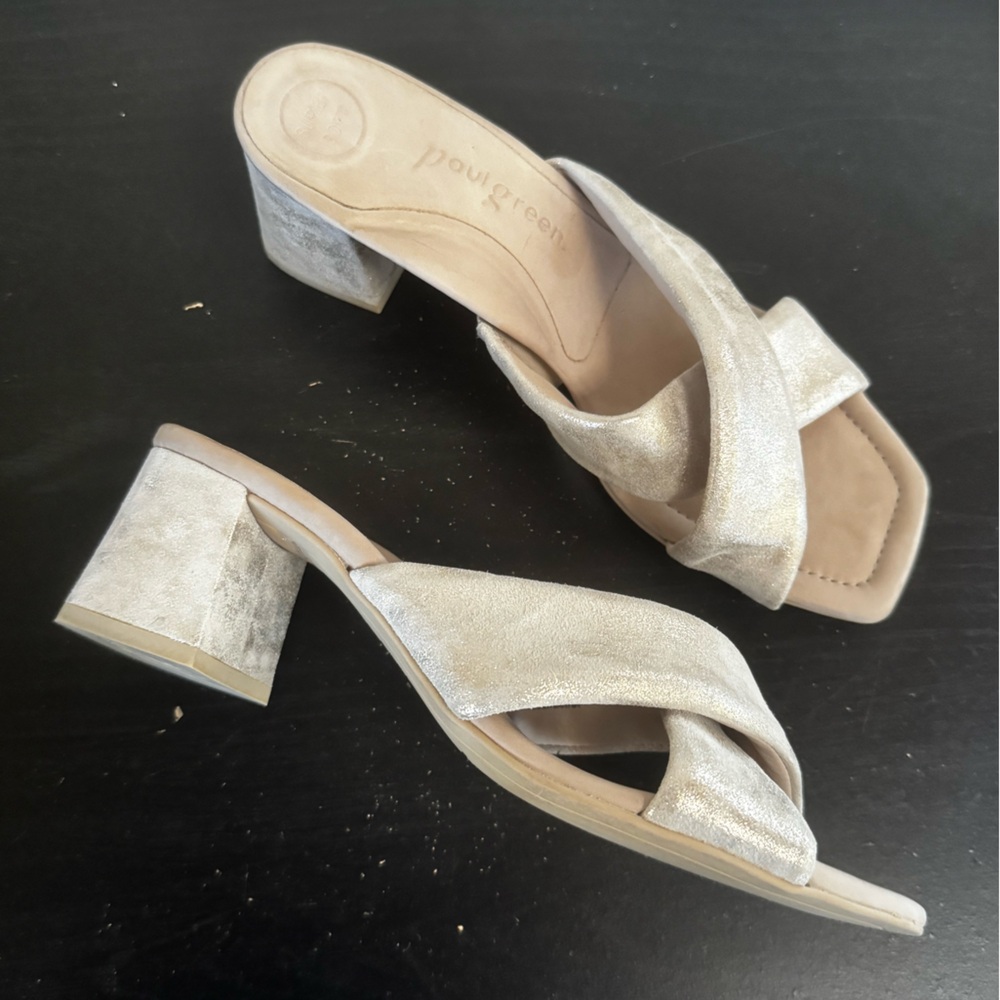 Paul Green Lauren Block Heel Sandals in Mineral Metallic UK 5 and US 7.5 - Picture 2 of 9